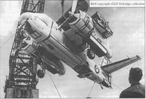 Grumman S-2E Trackers being offloaded from HMAS Melbourne after the delivery voyage