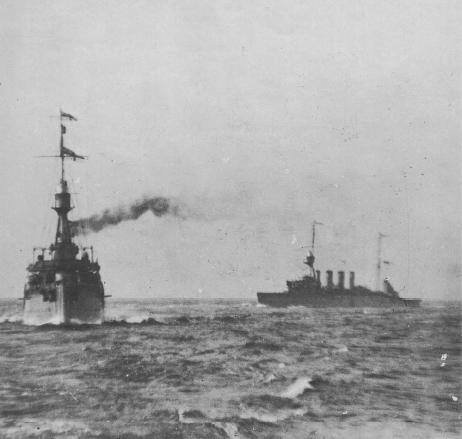 HMS Dublin and HMAS Sydney at sea