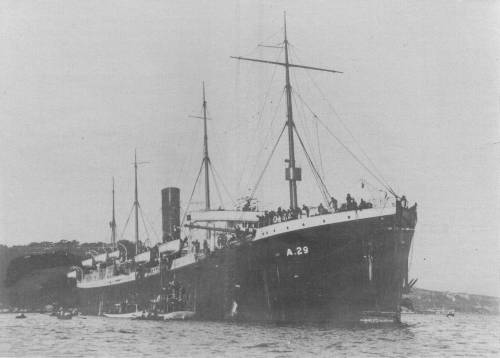 Troopship SS Suevic in Sydney Harbour