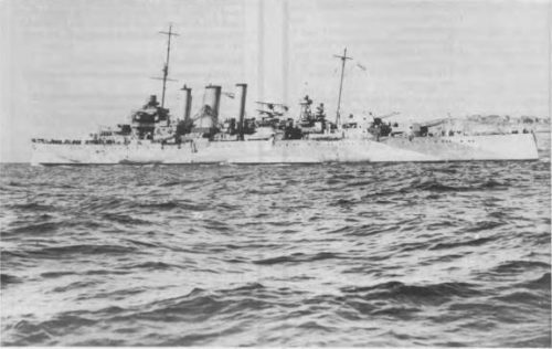 HMAS Australia during the early days of World War 2 in camoflague.