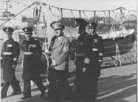 Adolph Hitler making an inspection on board Scharnhorst