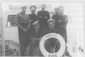 July 1943, Auckland N.Z. - Dury watch on ML 401. Rear L. to R:-Seamen Cassells, Randle, Garfield, Lambert and Glidden Front: Glidden and Willis