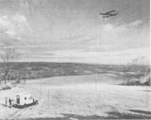 An artist's impression of radar pioneers Wilkins and Watson Watt about to perform their historic experiment on 26th February 1935