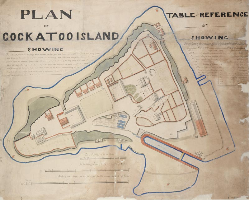 An early plan of Cockatoo Island, about 1857
